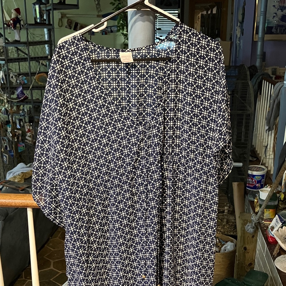 Merona Navy and White Asymmetrical Dress